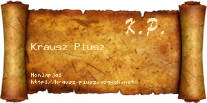 Krausz Piusz névjegykártya